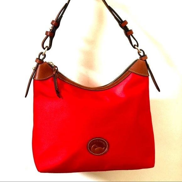 Dooney & Bourke Red Canvas Hobo Shoulder Bag - Picture 15 of 15